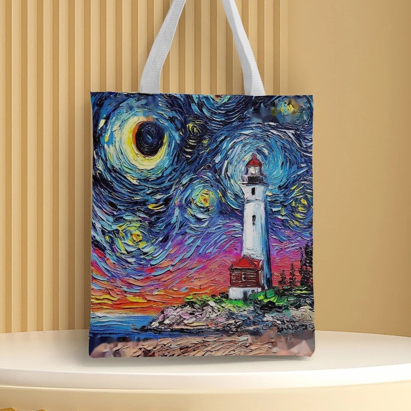 Women's Medium Canvas Animal Basic Classic Style Square Open Canvas Bag