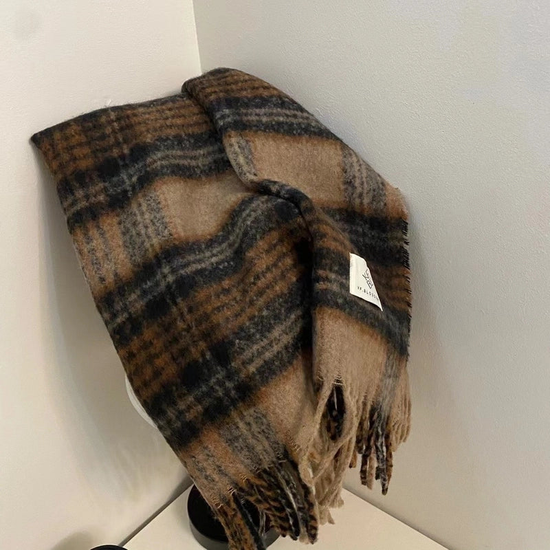 Women's Basic Plaid Polyester Scarf