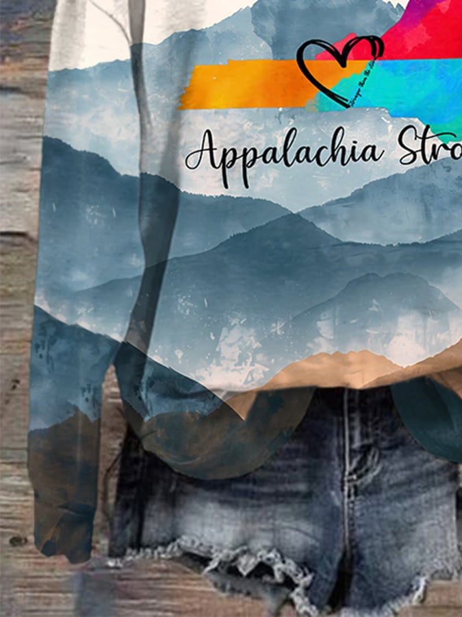 Retro Appalachian Mountains Painting Appalachia Strong Stronger Than The Storm Print Hoodie