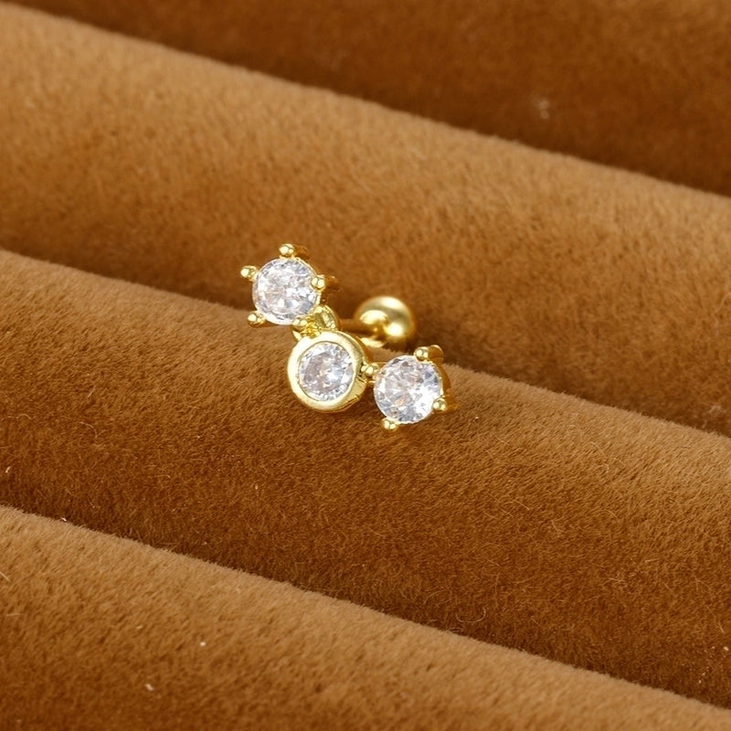 1 Piece Minimalist Geometric Plating Inlay Stainless Steel Zircon Cartilage Earrings