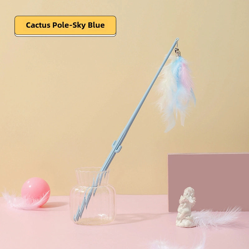 Upgrade Glue Suction Cup Steel Wire Rod Feather Tease Cat Stick Cat Self-Hi Relief Mi Toy Supplies