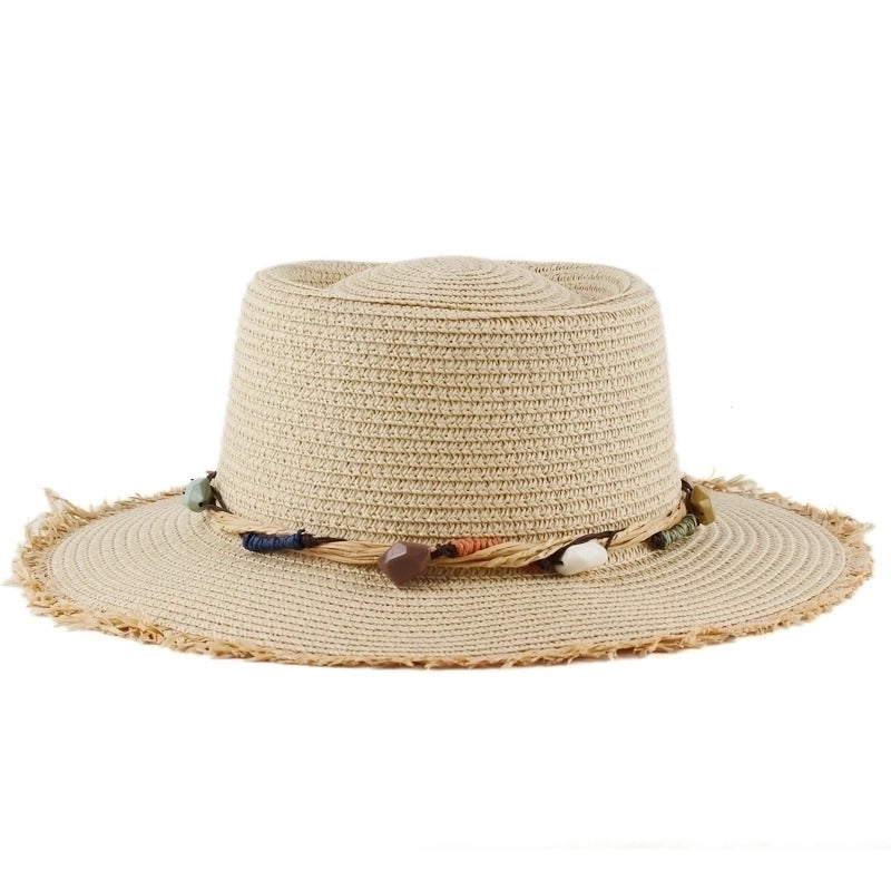 Women's Minimalist Color Block Wide Eaves Straw Hat