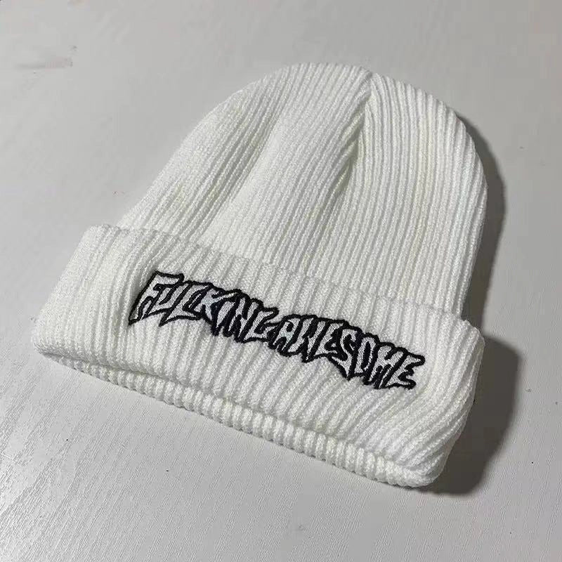 Unisex Basic Minimalist Letter Embroidery Eaveless Wool Cap