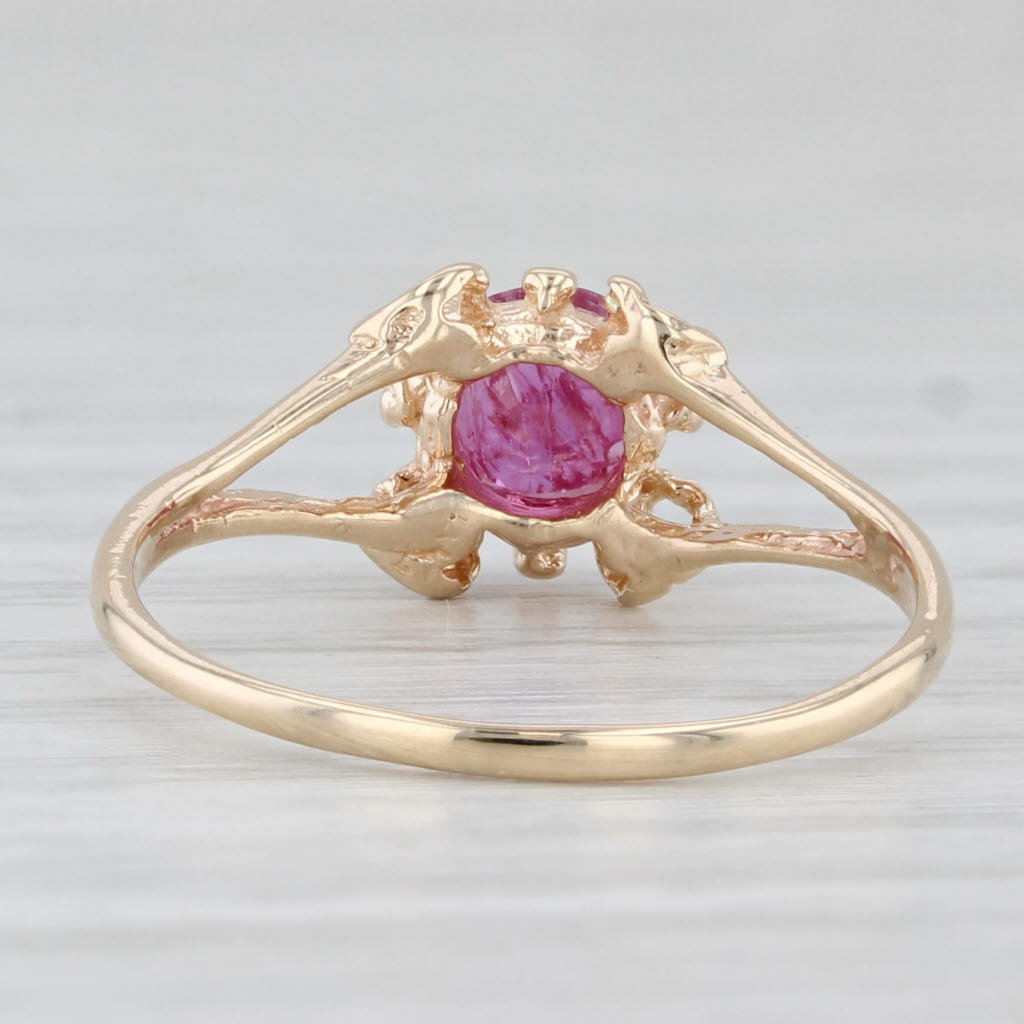0.50ct Ruby Ring 10k Yellow Gold Round Solitaire Size 7
