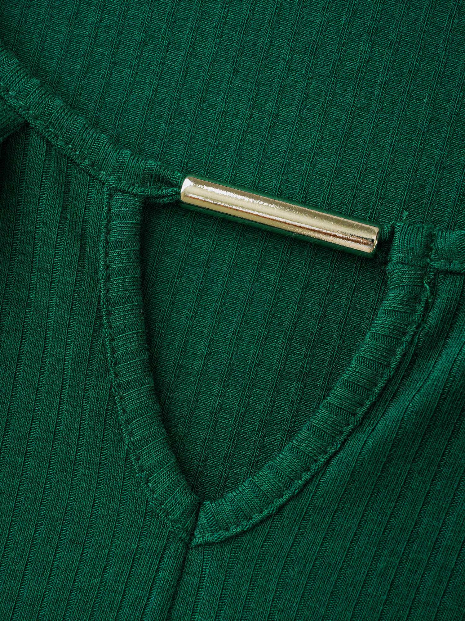 Metal Detail Keyhole Ruffle Sleeve Jersey Top