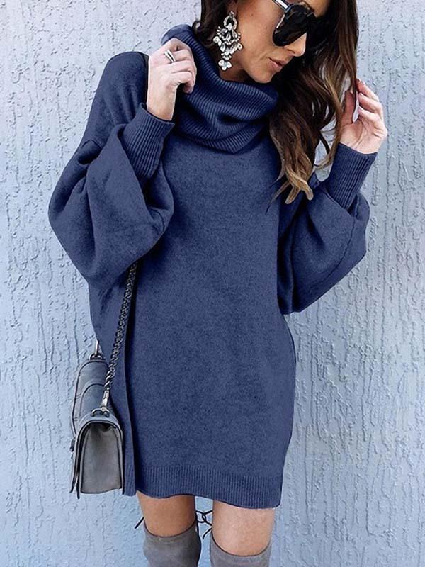 Loose-Fit Turtleneck Dress