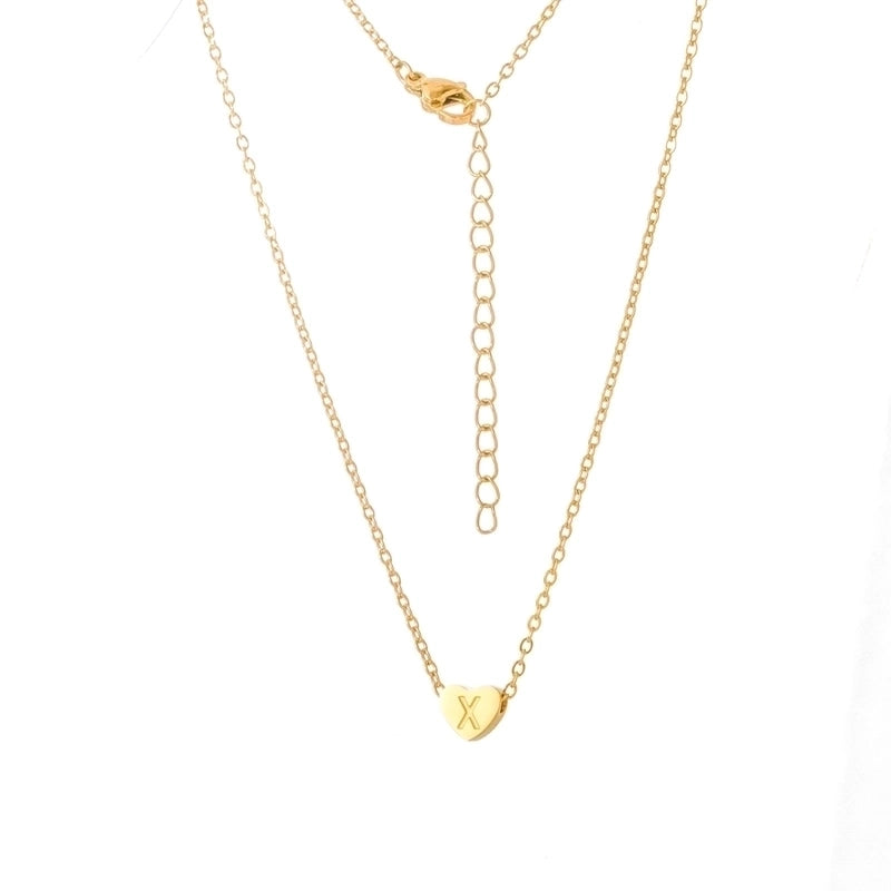 Stainless Steel Titanium Steel 18K Gold Plated Minimalist Letter Heart Shape None Pendant Necklace