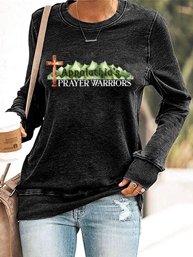 Women's Appalachia'S Prayer Warriors  Print Casual Long Sleeve Sweater