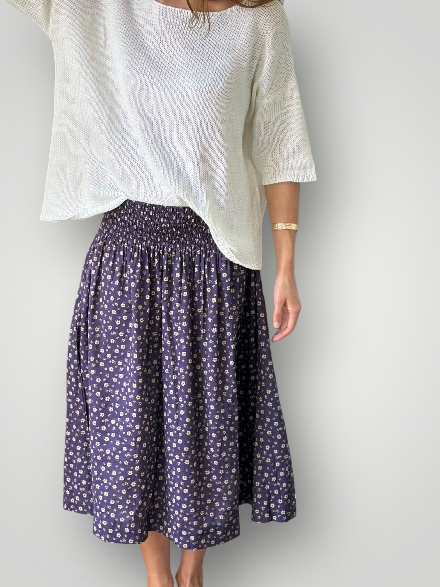 lola skirt - blueberry  floral cotton