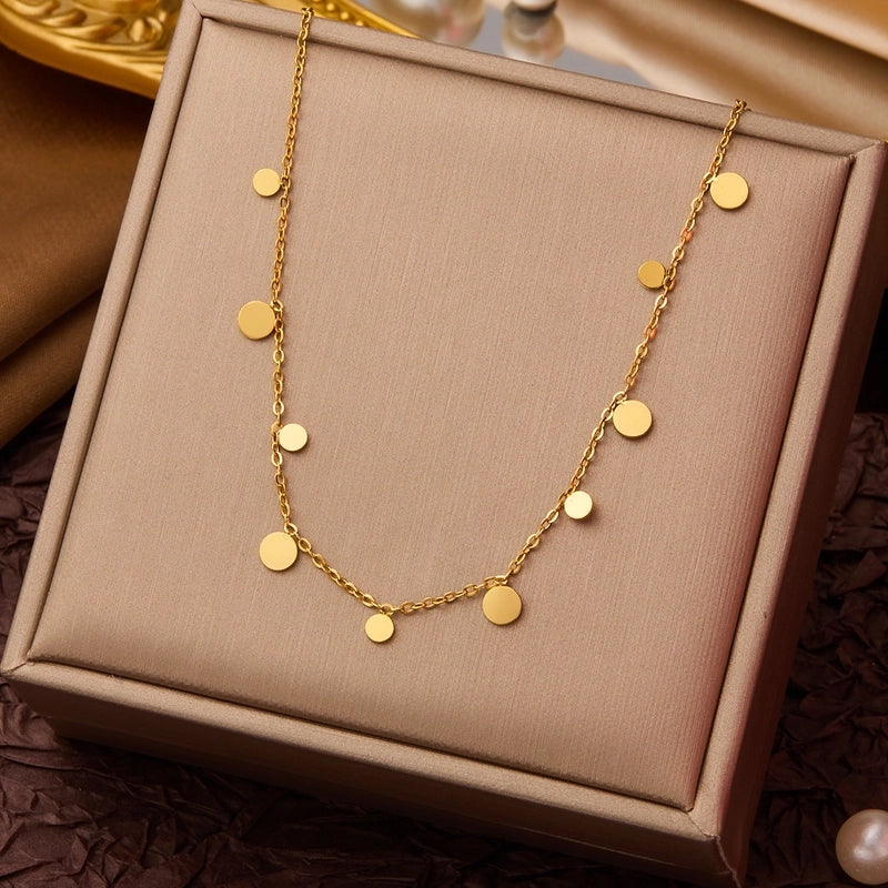Elegant Minimalist Geometric Flower Bow Knot Titanium Steel Plating Pendant Necklace