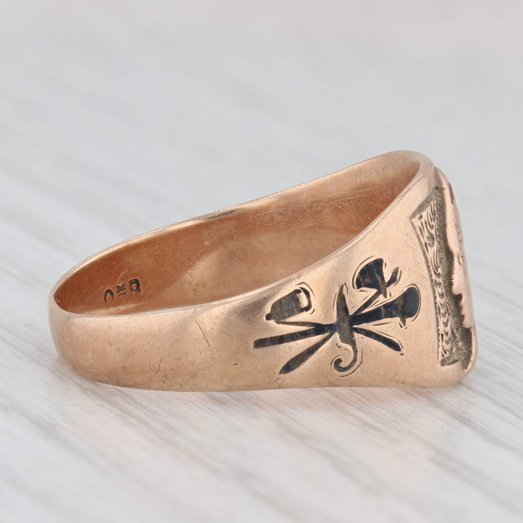 Vintage TOTE Order of Red Men Ring 10k Rose Gold Size 11.25 Cigar Band Style