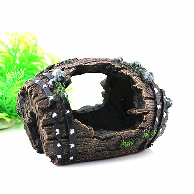 Resin Barrel Hide Cave Ornament For Aquarium