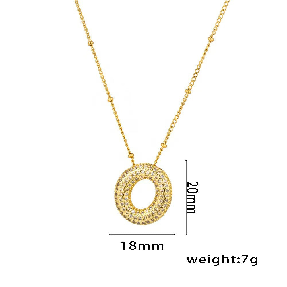 New Micro-Inlaid Zircon 26 Letter Pendant Necklace Copper Plated 18K Gold Fashionable And Classic