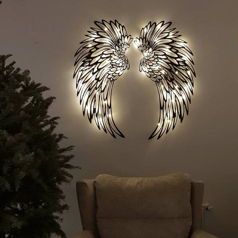 🔥LAST DAY 49% OFF🔥 - 1 PAIR ANGEL WINGS METAL WALL ART WITH LED LIGHTS-🎁GIFT TO HER【BUY 2 FREE SHIPPING】