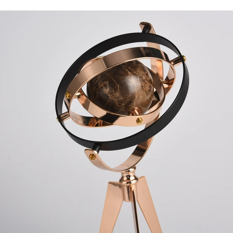 METAL GLOBE CUTOUT MARBLE SPINNER DECORATIVE FIGURINE