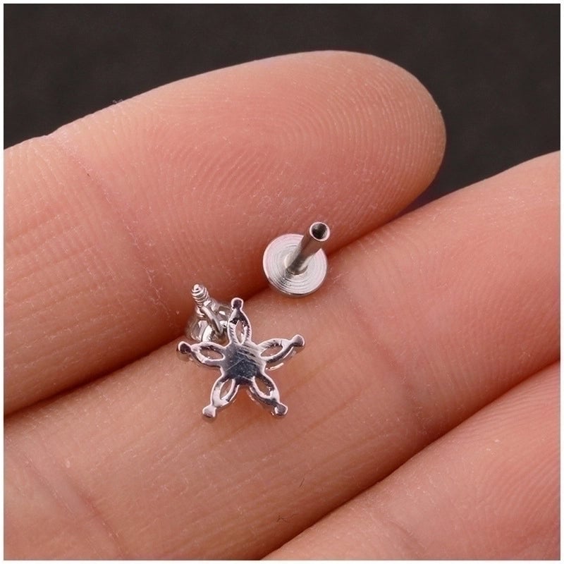 Ear Cartilage Rings & Studs Flower 316L Stainless Steel  Copper Inlaid Zircon