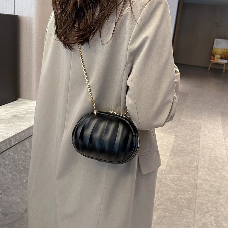 Halloween Women's Pu Leather Pumpkin Solid Color Cute Sewing Thread Zipper Crossbody Bag