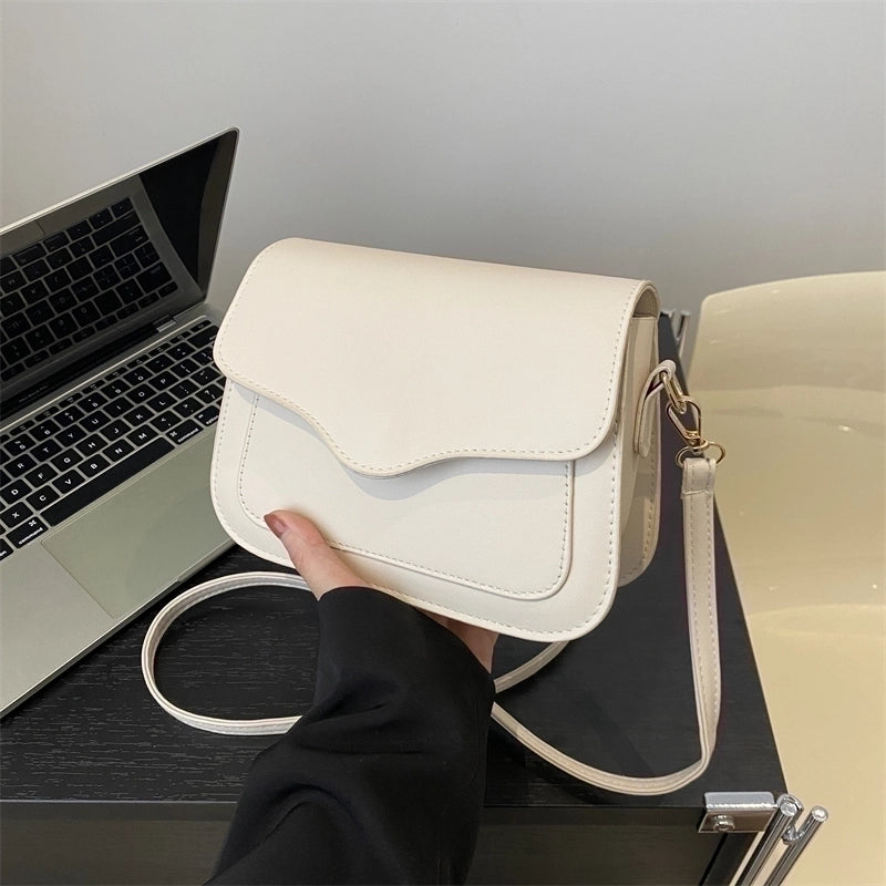 Women's Medium Pu Leather Solid Color Basic Classic Style Square Flip Cover Crossbody Bag