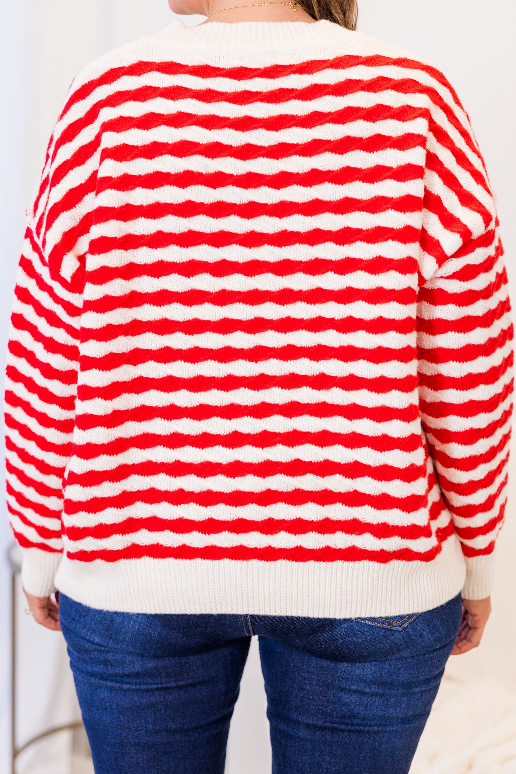 Peppermint Twist Sweater. Red-White