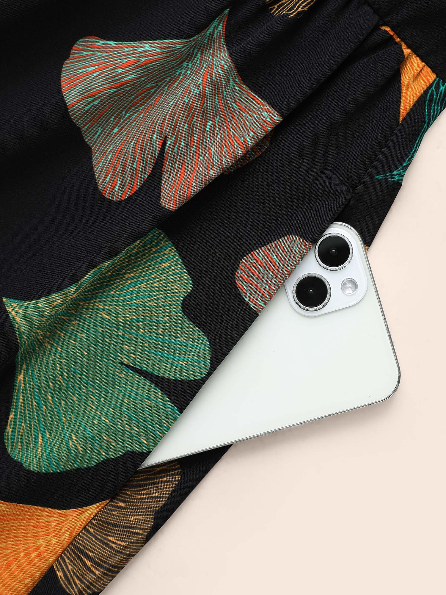 Floral Print Notched Ruffle Sleeve Dress