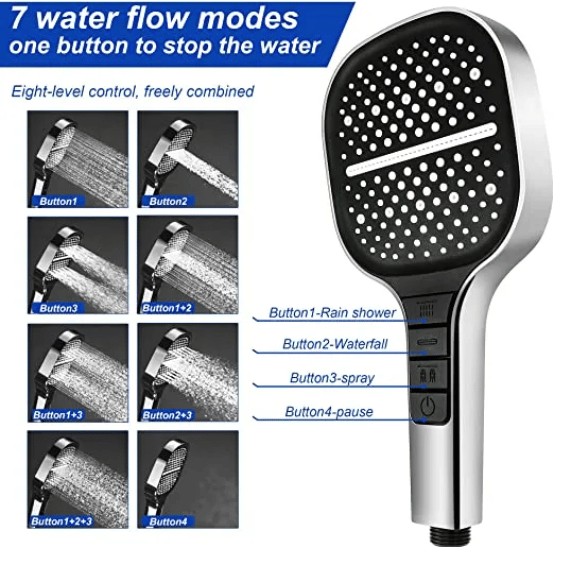 8-speed Oversized Panel Pressurized Shower Head-BUY 2 GET EXTRA 10% OFF & FREE SHIPPING