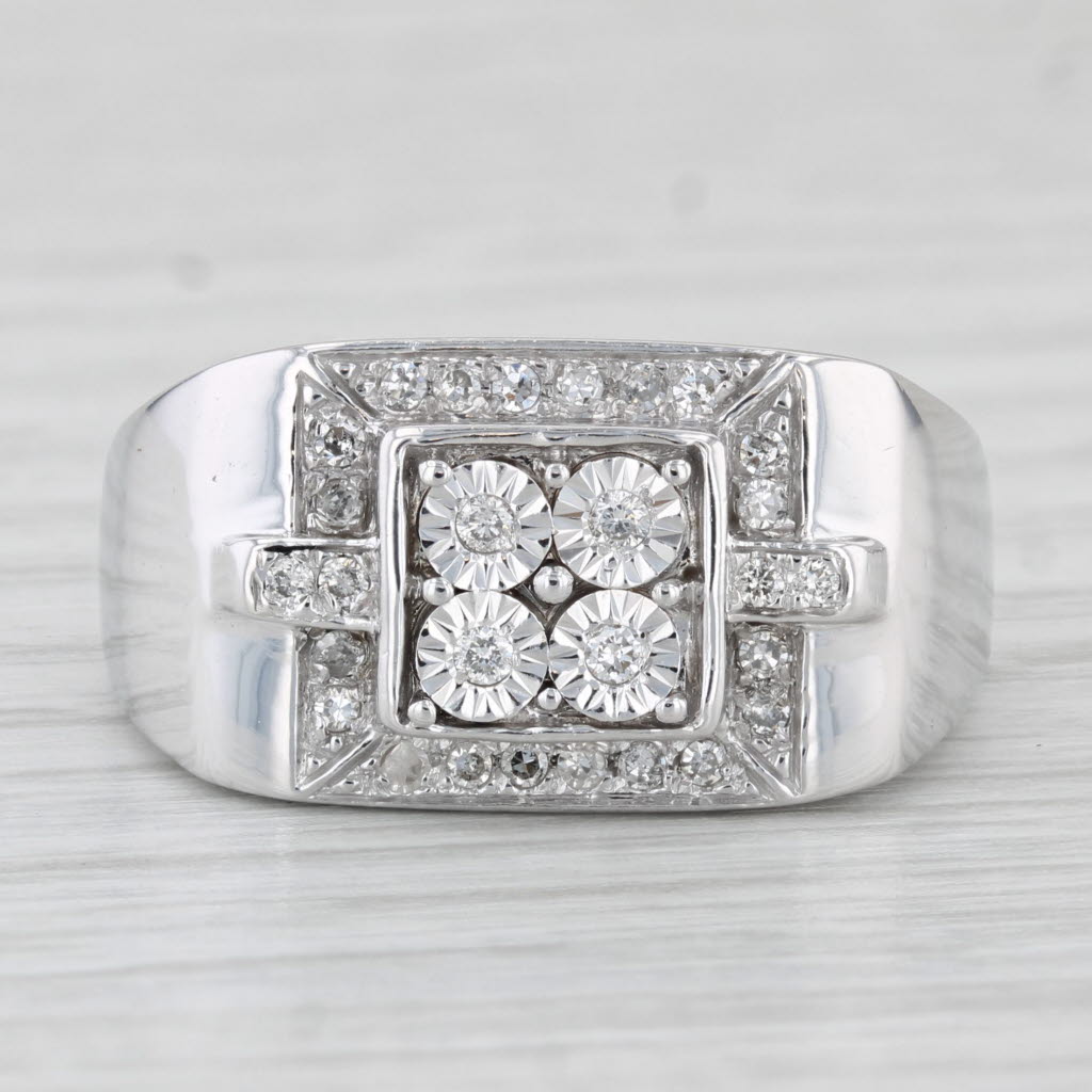 0.20ctw Diamond Cluster Ring 10k White Gold Size 8.5