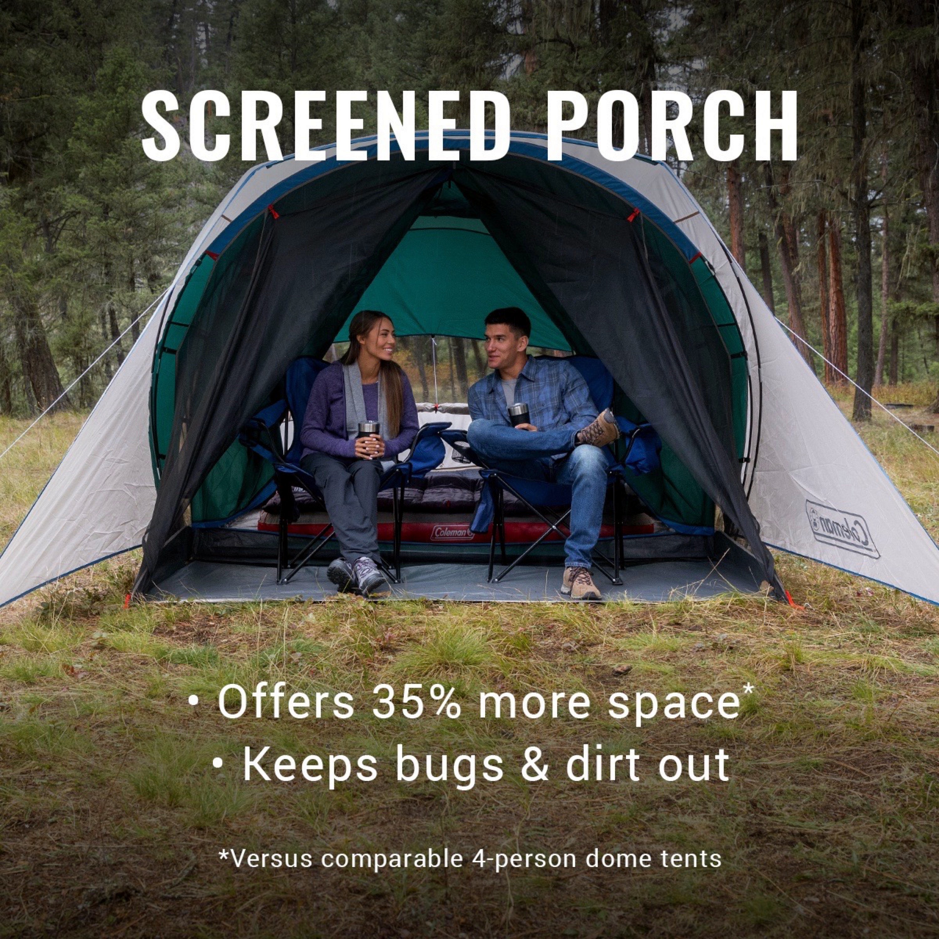 6-Person Cabin Tent with Screened Porch, Evergreen