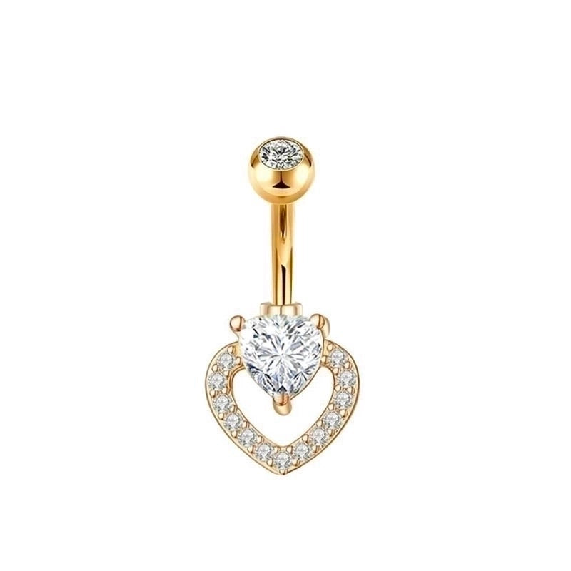 15 Pieces Minimalist Heart Shape Pineapple Butterfly Plating Inlay Stainless Steel Zircon Navel Stud