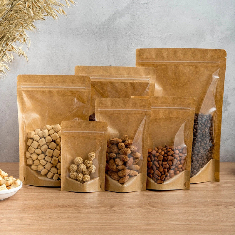 Yin And Yang Kraft Paper Self-sealing Bag Window Translucent Bag Tea Nut Food Packaging Bag Yin And Yang Self-sealing Bag