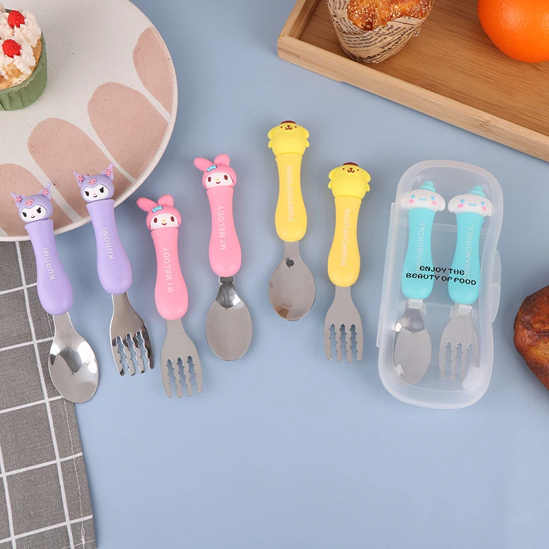 CUTE CARTOON ANIME SPOON FORK SET PORTABLE STAINLESS STEEL TABLEWARE