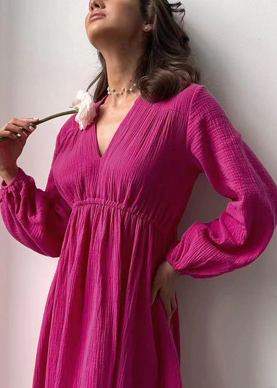 Women White V Neck Cotton Pajama Dress Fall