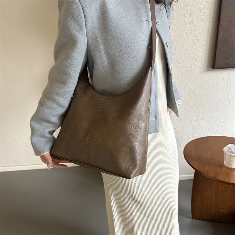 Women's Large Pu Leather Solid Color Streetwear Square Zipper Shoulder Bag