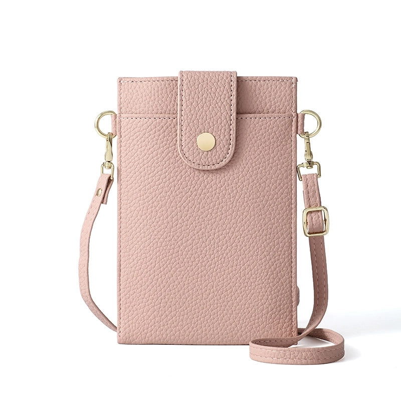 Women's Pu Leather Solid Color Classic Style Square Flip Cover Phone Wallets