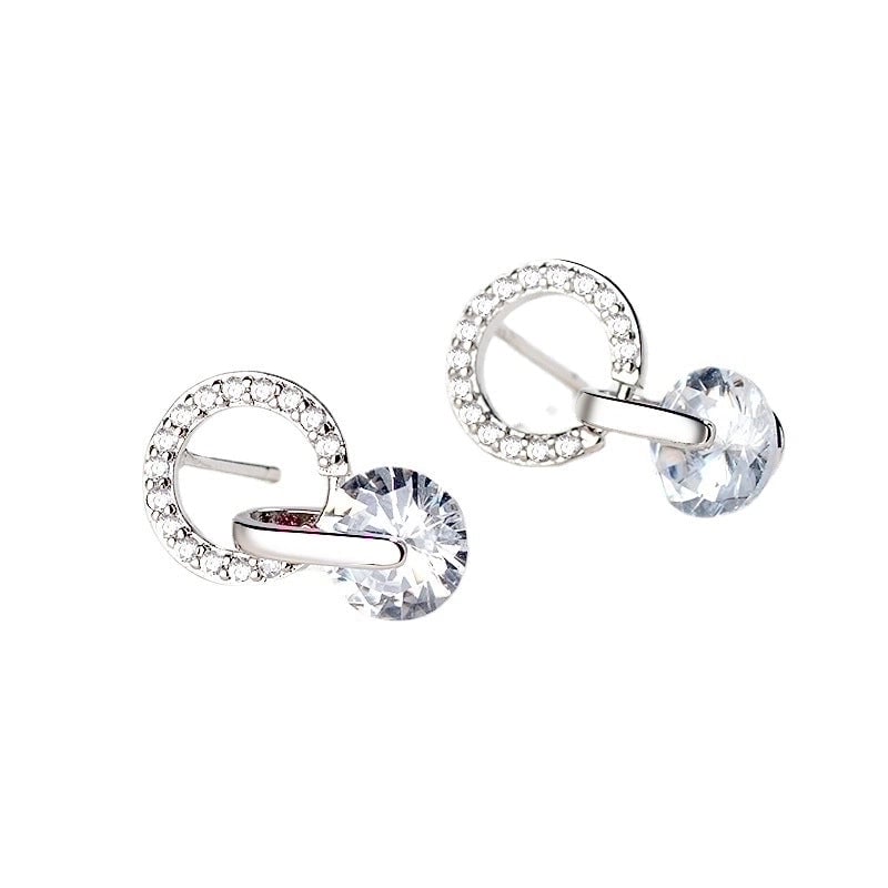 1 Pair Minimalist Round Inlay Copper Zircon Ear Studs
