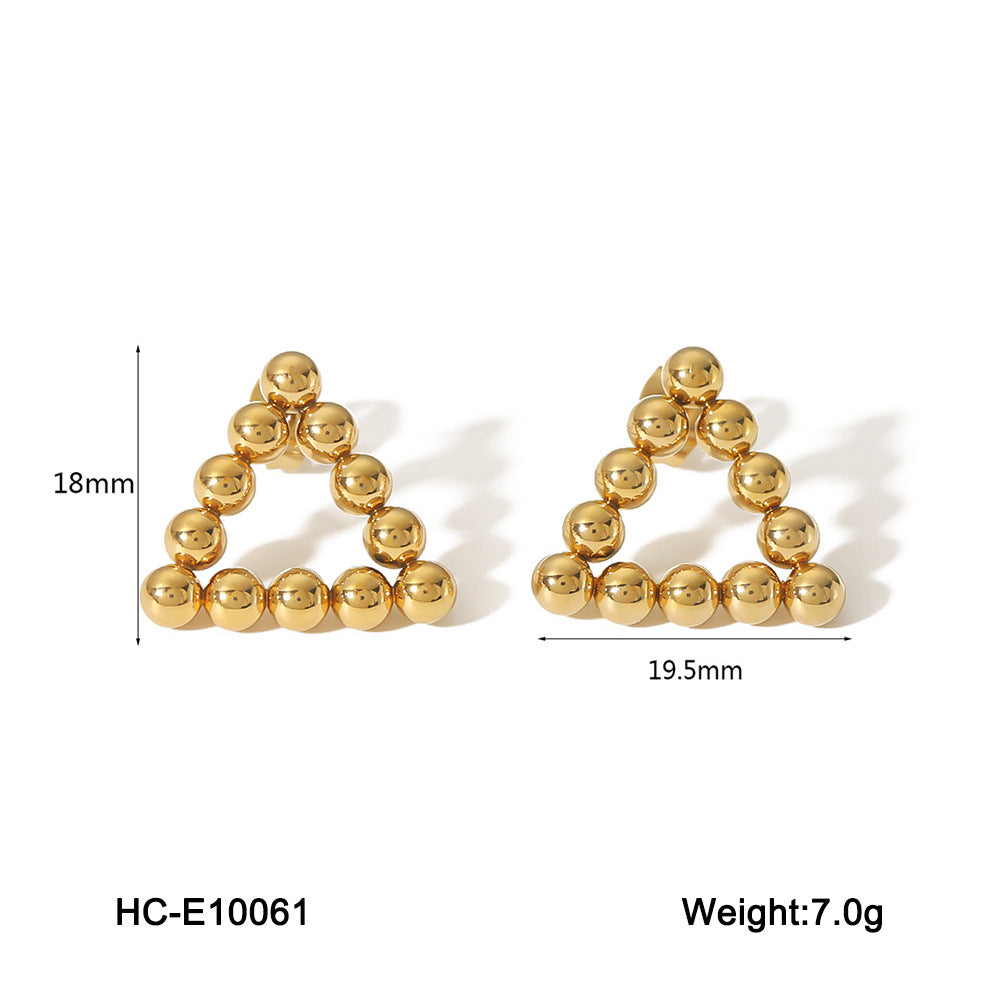 Sphere Geometric Stainless Steel Electroplating Earrings