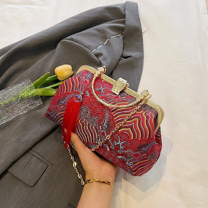 Nylon Flower Embroidery Square Embroidered Evening Bags