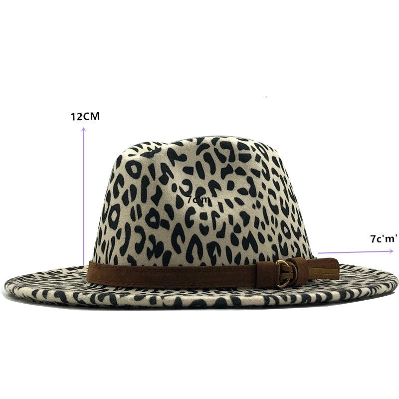 Unisex Retro Leopard Flat Eaves Fedora Hat
