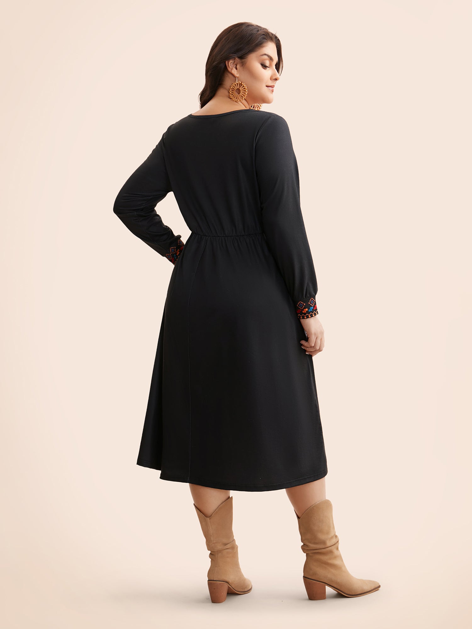 Bandana Print V Neck Midi Dress