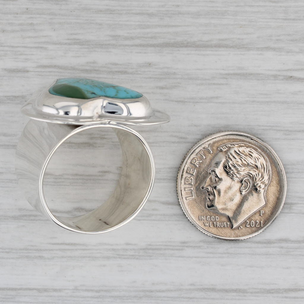 Vintage Imitation Turquoise Heart Sterling SIlver Ring Size 6.5