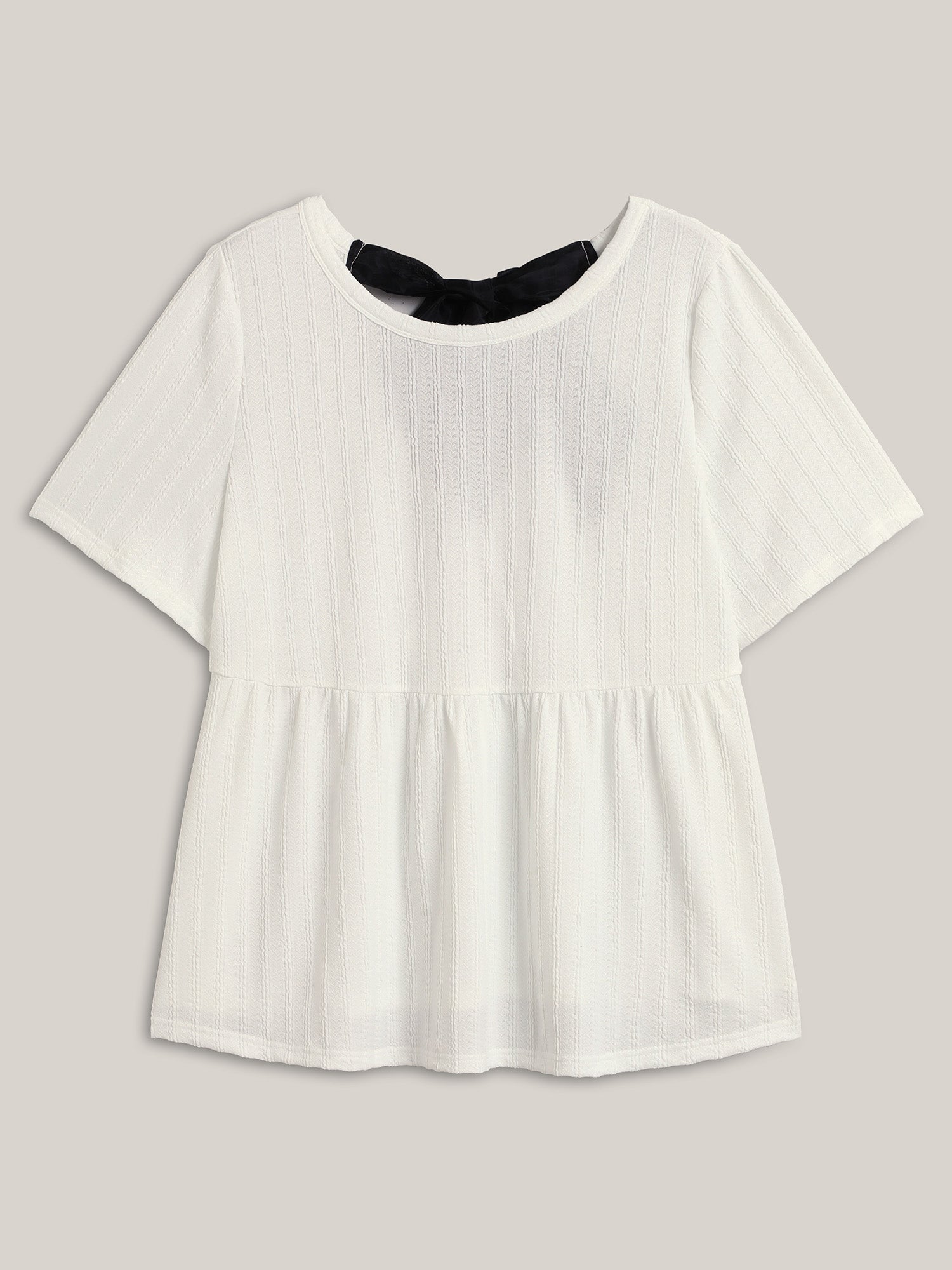 Backless Ribbon Tie Textured Top