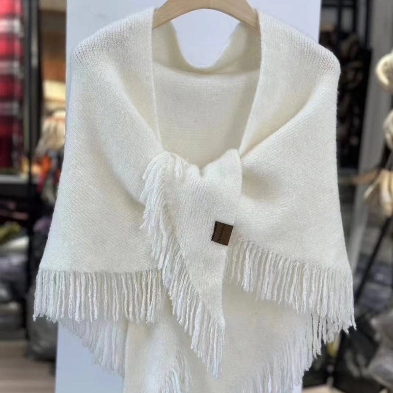 Unisex Minimalist Solid Color Wool Blend Scarf