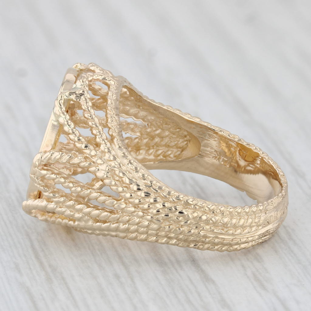 Isle of Man 1/25th Gold Crown 1990 Coin Ring 14k 9999 Yellow Gold Size 9