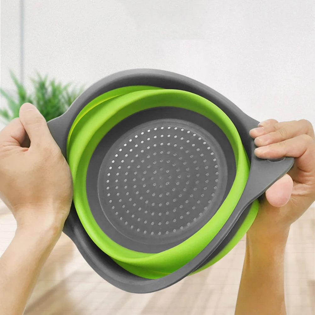 Foldable Silicone Drain Basket-Green(Large)