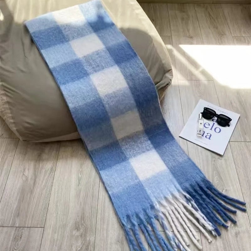 Women's Lady Minimalist Lattice Imitation Cashmere Scarf