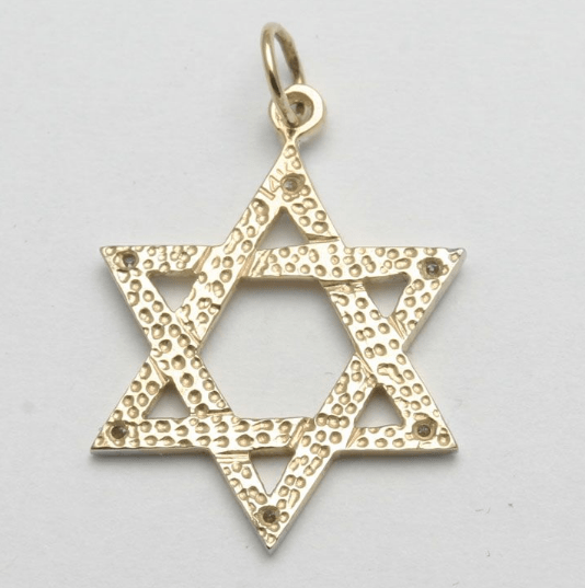 14k Gold and Diamond Star of David Pendant