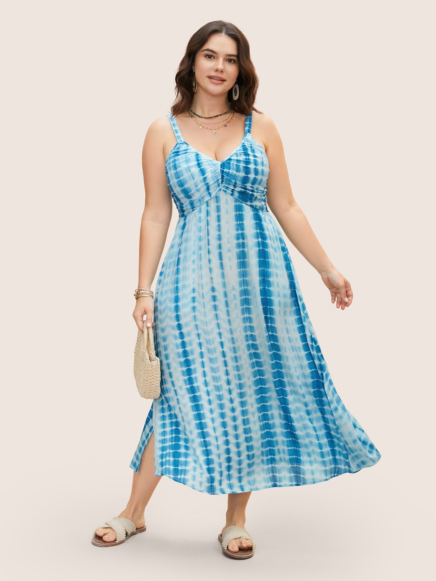 Tie Dye Split Hem Maxi Cami Dress