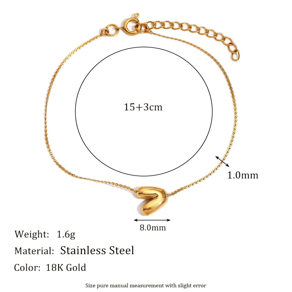 Fashionable Niche Personality Hot Style Simple Hand Jewelry Stainless Steel Plated 18K Gold Bubble Letter S Chain Bracelet