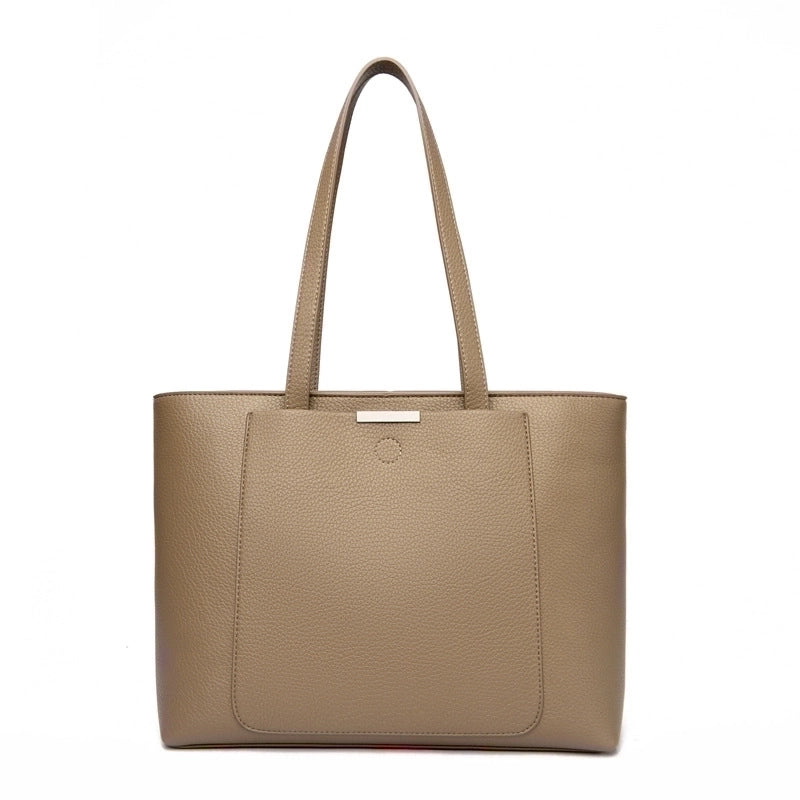 Women's Large Pu Leather Solid Color Streetwear Zipper Tote Bag