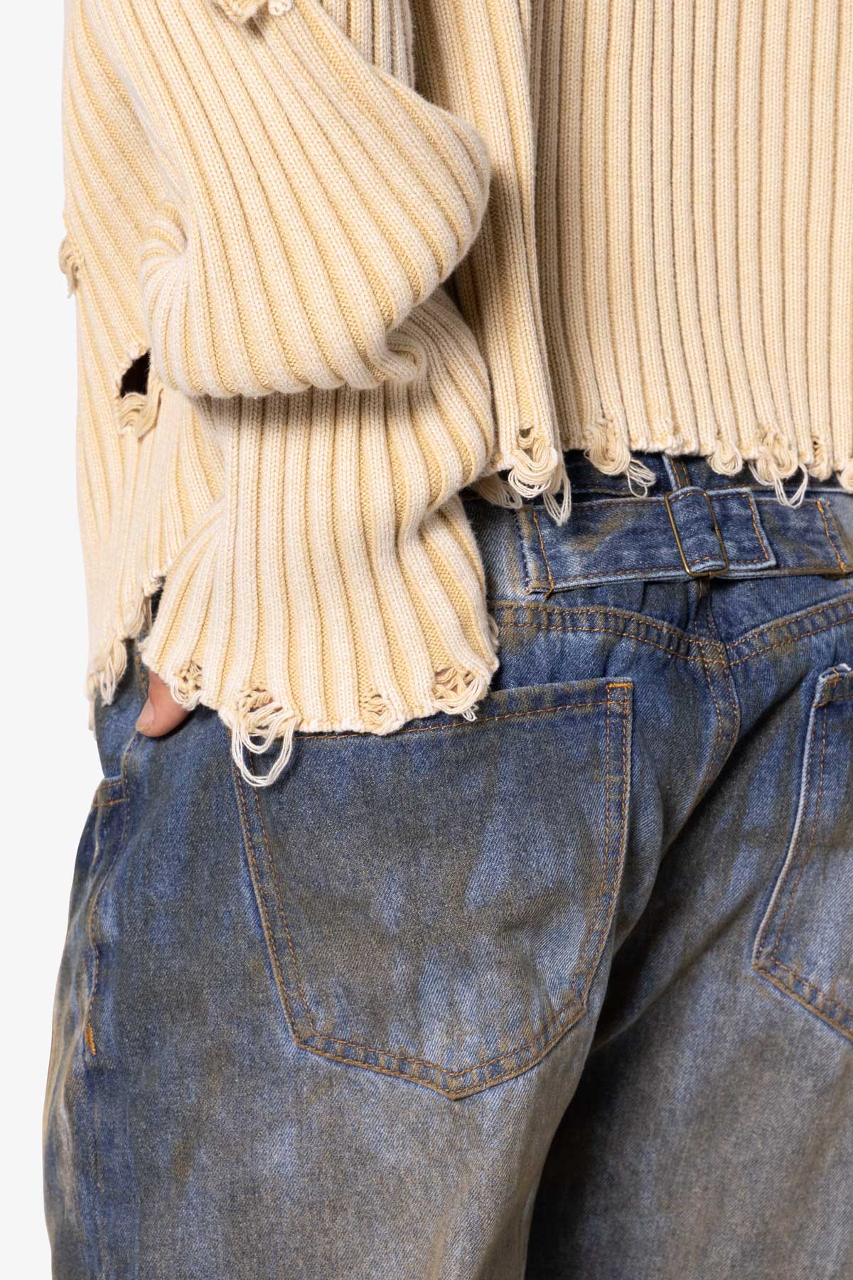 V708 Dirty Fold Denim - Blue