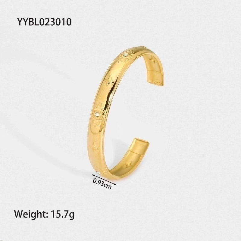 Modern Style Geometric Heart Shape Snake 304 Stainless Steel 18K Gold Plated Bangle In Bulk